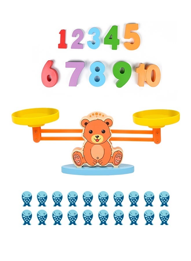 Toys & Child Wooden Balance Scale with Counting Bears | Montessori Math Educational Toy for Kids 3-8 | STEM Learning, Sorting & Weighing Games | Classroom/Preschool Gift - Image 2